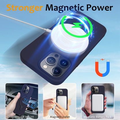 For iPhone 16 Pro Max Liquid Silicone MagSafe Magnetic Phone Case with Ring Holder(Midnight Blue) - iPhone 16 Pro Max Cases by buy2fix | Online Shopping UK | buy2fix