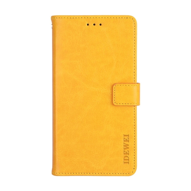 For iPhone 15 Pro Max idewei Crazy Horse Texture Leather Phone Case with Holder(Yellow) - iPhone 15 Pro Max Cases by idewei | Online Shopping UK | buy2fix