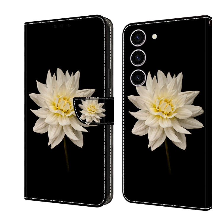 For Samsung Galaxy S24 5G Crystal 3D Shockproof Protective Leather Phone Case(White Flower) - Galaxy S24 5G Cases by buy2fix | Online Shopping UK | buy2fix