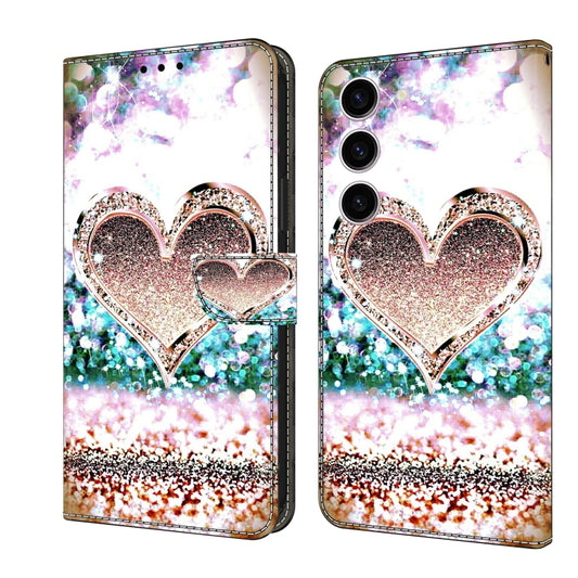 For Samsung Galaxy S24+ 5G Crystal 3D Shockproof Protective Leather Phone Case(Pink Diamond Heart) - Galaxy S24+ 5G Cases by buy2fix | Online Shopping UK | buy2fix