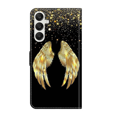 For Samsung Galaxy A25 5G Crystal 3D Shockproof Protective Leather Phone Case(Golden Wings) - Galaxy Phone Cases by buy2fix | Online Shopping UK | buy2fix