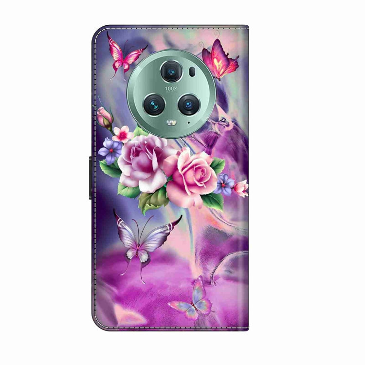 For Honor Magic5 Pro Crystal 3D Shockproof Protective Leather Phone Case(Butterfly) - Honor Cases by buy2fix | Online Shopping UK | buy2fix