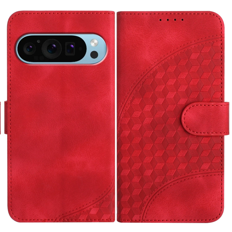 For Google Pixel 9 Pro YX0060 Elephant Head Embossed Phone Leather Case with Lanyard(Red) - Google Cases by buy2fix | Online Shopping UK | buy2fix