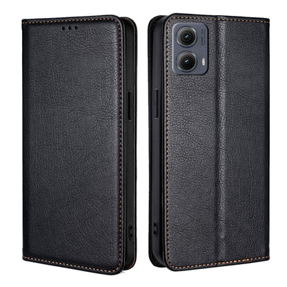 For Motorola Edge 5G 2024 Gloss Oil Solid Color Magnetic Leather Phone Case(Black) - Motorola Cases by buy2fix | Online Shopping UK | buy2fix