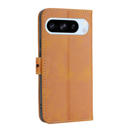 For Google Pixel 9 Embossed Happy Cat Pattern Flip Leather Phone Case(Yellow) - Google Cases by buy2fix | Online Shopping UK | buy2fix