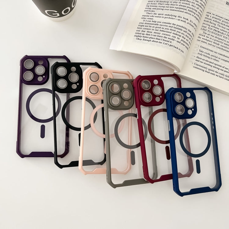 For iPhone 15 Pro Max Colorful Two-Color Lens Film MagSafe Magnetic Horn Acrylic+TPU Case(Blue) - iPhone 15 Pro Max Cases by buy2fix | Online Shopping UK | buy2fix
