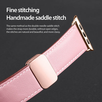 For Apple Watch SE 2023 40mm DUX DUCIS YA Series Magnetic Buckle Genuine Leather Watch Band(Pink) - Watch Bands by DUX DUCIS | Online Shopping UK | buy2fix