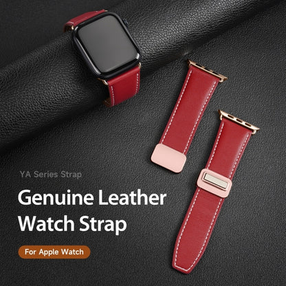 For Apple Watch Ultra 2 49mm DUX DUCIS YA Series Magnetic Buckle Genuine Leather Watch Band(Red) - Watch Bands by DUX DUCIS | Online Shopping UK | buy2fix