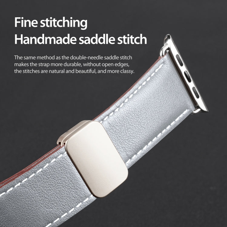 For Apple Watch Series 9 45mm DUX DUCIS YA Series Magnetic Buckle Genuine Leather Watch Band(Grey) - Watch Bands by DUX DUCIS | Online Shopping UK | buy2fix