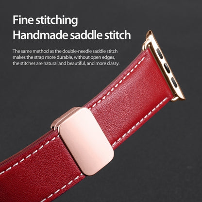 For Apple Watch Series 9 41mm DUX DUCIS YA Series Magnetic Buckle Genuine Leather Watch Band(Red) - Watch Bands by DUX DUCIS | Online Shopping UK | buy2fix