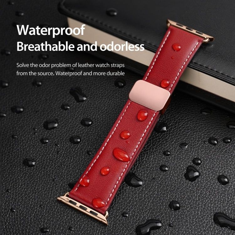 For Apple Watch Series 6 40mm DUX DUCIS YA Series Magnetic Buckle Genuine Leather Watch Band(Red) - Watch Bands by DUX DUCIS | Online Shopping UK | buy2fix