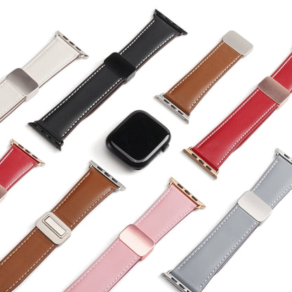 For Apple Watch Series 5 44mm DUX DUCIS YA Series Magnetic Buckle Genuine Leather Watch Band(Brown) - Watch Bands by DUX DUCIS | Online Shopping UK | buy2fix