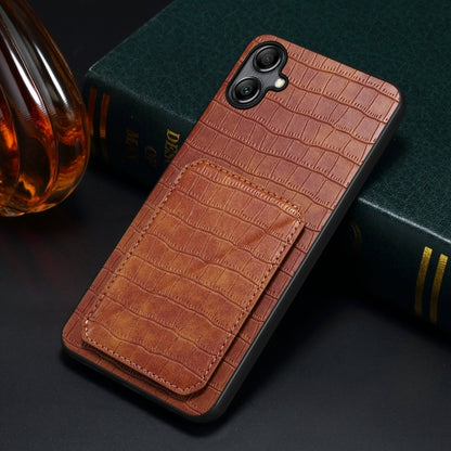 For Samsung Galaxy S23 FE 5G Denior Imitation Crocodile Leather Back Phone Case with Holder(Brown) - Galaxy S23 FE 5G Cases by Denior | Online Shopping UK | buy2fix