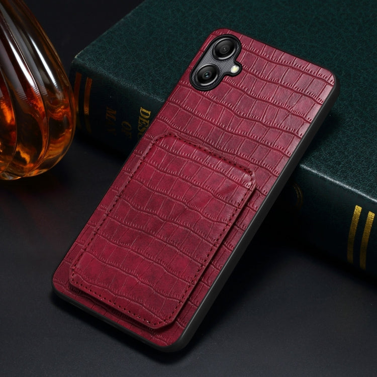 For Samsung Galaxy S24 Ultra 5G Denior Imitation Crocodile Leather Back Phone Case with Holder(Rose Red) - Galaxy S24 Ultra 5G Cases by Denior | Online Shopping UK | buy2fix