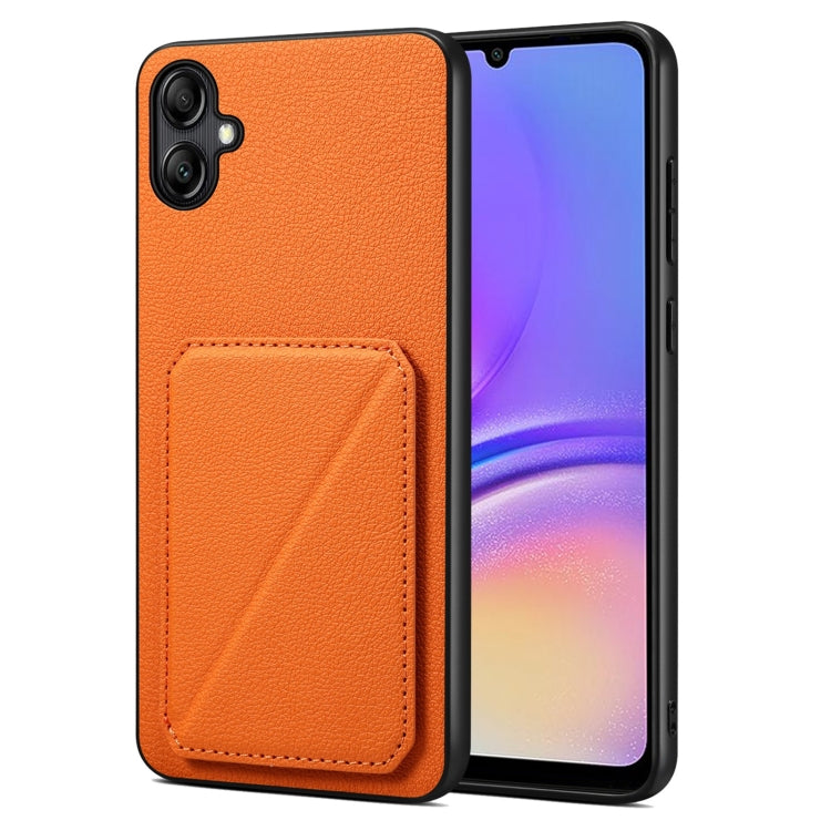 For Samsung Galaxy A05G Denior Imitation Calf Leather Back Phone Case with Holder(Orange) - Galaxy Phone Cases by Denior | Online Shopping UK | buy2fix