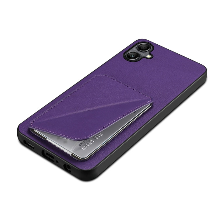 For Samsung Galaxy A31 Denior Imitation Calf Leather Back Phone Case with Holder(Purple) - Galaxy Phone Cases by Denior | Online Shopping UK | buy2fix