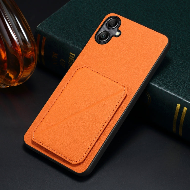 For Samsung Galaxy S23 FE 5G Denior Imitation Calf Leather Back Phone Case with Holder(Orange) - Galaxy S23 FE 5G Cases by Denior | Online Shopping UK | buy2fix