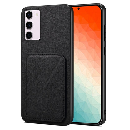 For Samsung Galaxy S24 5G Denior Imitation Calf Leather Back Phone Case with Holder(Black) - Galaxy S24 5G Cases by Denior | Online Shopping UK | buy2fix