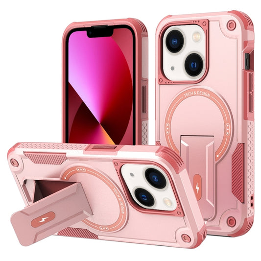 For iPhone 13 MagSafe Holder Armor PC Hybrid TPU Phone Case(Pink) - iPhone 13 Cases by buy2fix | Online Shopping UK | buy2fix