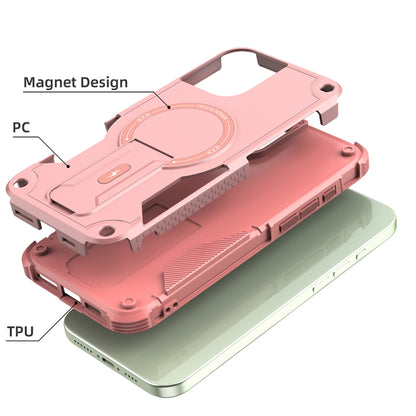 For iPhone 16 Plus Armor Magsafe Holder PC Hybrid TPU Phone Case(Pink) - iPhone 16 Plus Cases by buy2fix | Online Shopping UK | buy2fix