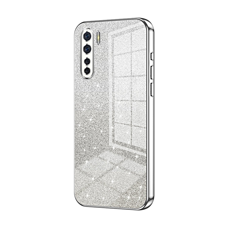 For OPPO A91 Gradient Glitter Powder Electroplated Phone Case(Silver) - OPPO Cases by buy2fix | Online Shopping UK | buy2fix