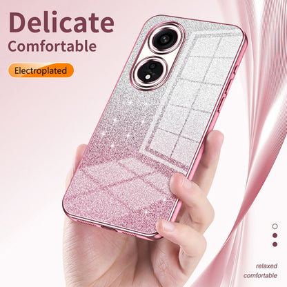 For OPPO Reno4 Gradient Glitter Powder Electroplated Phone Case(Transparent) - OPPO Cases by buy2fix | Online Shopping UK | buy2fix