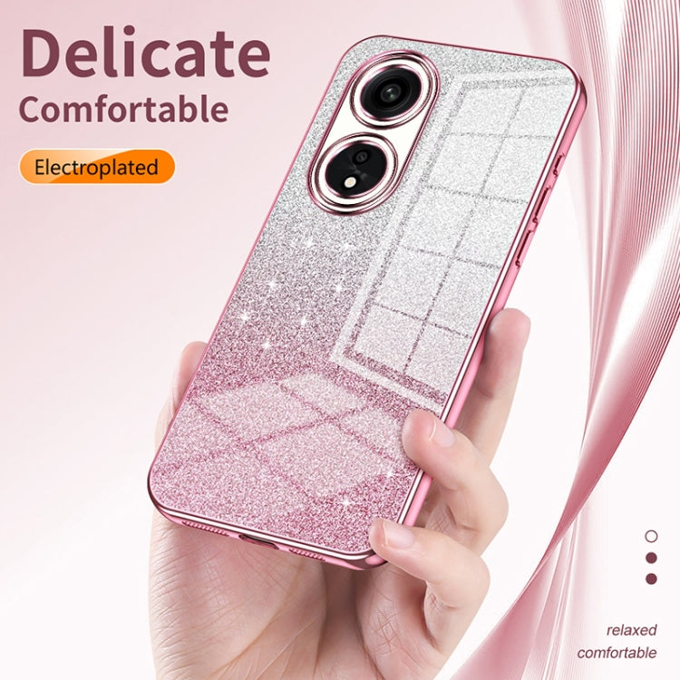 For OPPO A11x / A9 2020 Gradient Glitter Powder Electroplated Phone Case(Transparent) - OPPO Cases by buy2fix | Online Shopping UK | buy2fix