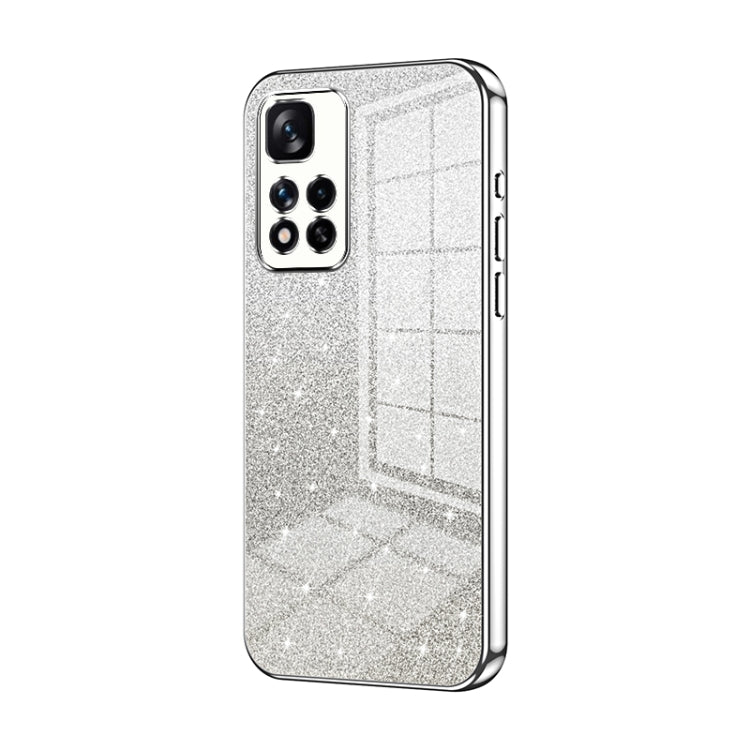 For Xiaomi Redmi Note 11 Pro+ 5G Gradient Glitter Powder Electroplated Phone Case(Silver) - Xiaomi Cases by buy2fix | Online Shopping UK | buy2fix