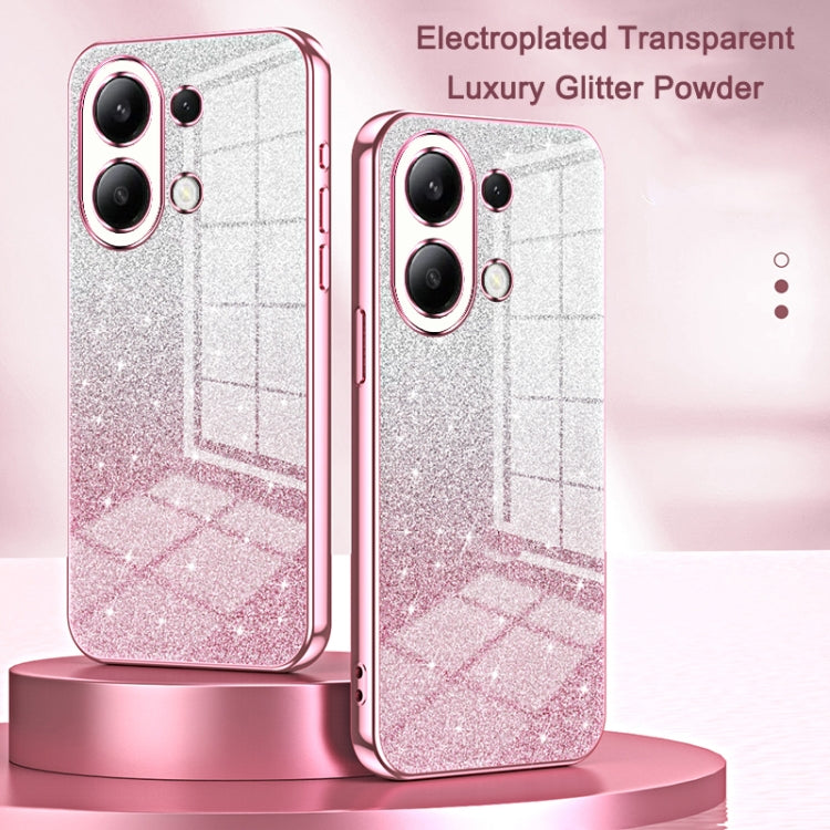 For Xiaomi Redmi Note 13 5G Gradient Glitter Powder Electroplated Phone Case(Pink) - Note 13 Cases by buy2fix | Online Shopping UK | buy2fix