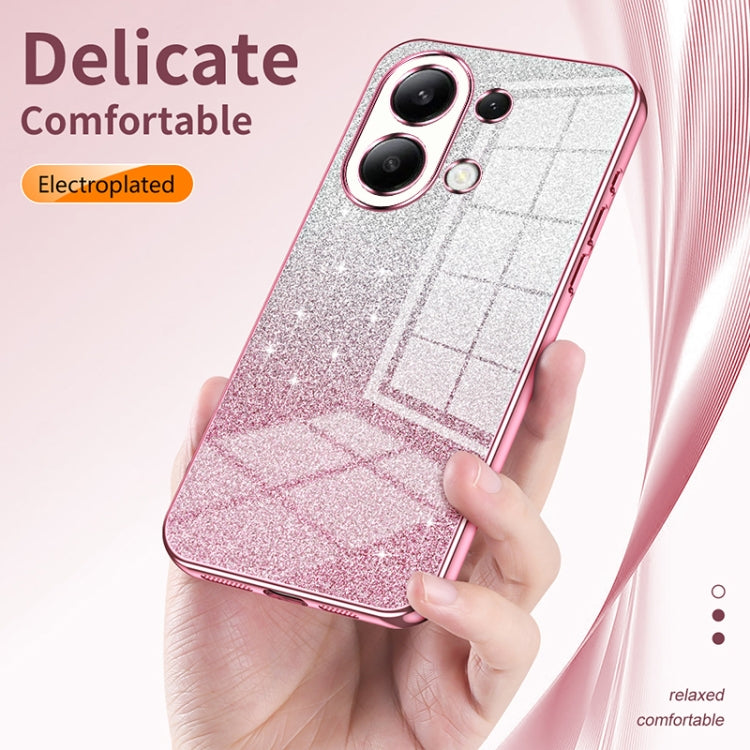 For Xiaomi Redmi Note 13 5G Gradient Glitter Powder Electroplated Phone Case(Pink) - Note 13 Cases by buy2fix | Online Shopping UK | buy2fix