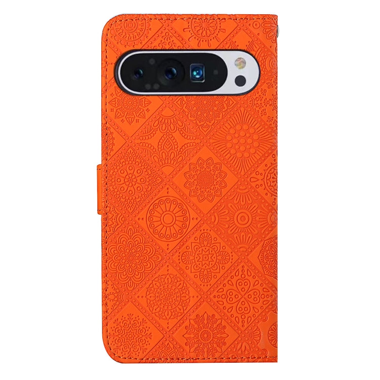 For Google Pixel 9 Pro XL Ethnic Style Embossed Pattern Leather Phone Case(Orange) - Google Cases by buy2fix | Online Shopping UK | buy2fix