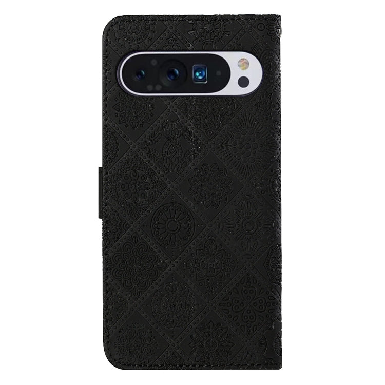 For Google Pixel 9 / 9 Pro Ethnic Style Embossed Pattern Leather Phone Case(Black) - Google Cases by buy2fix | Online Shopping UK | buy2fix