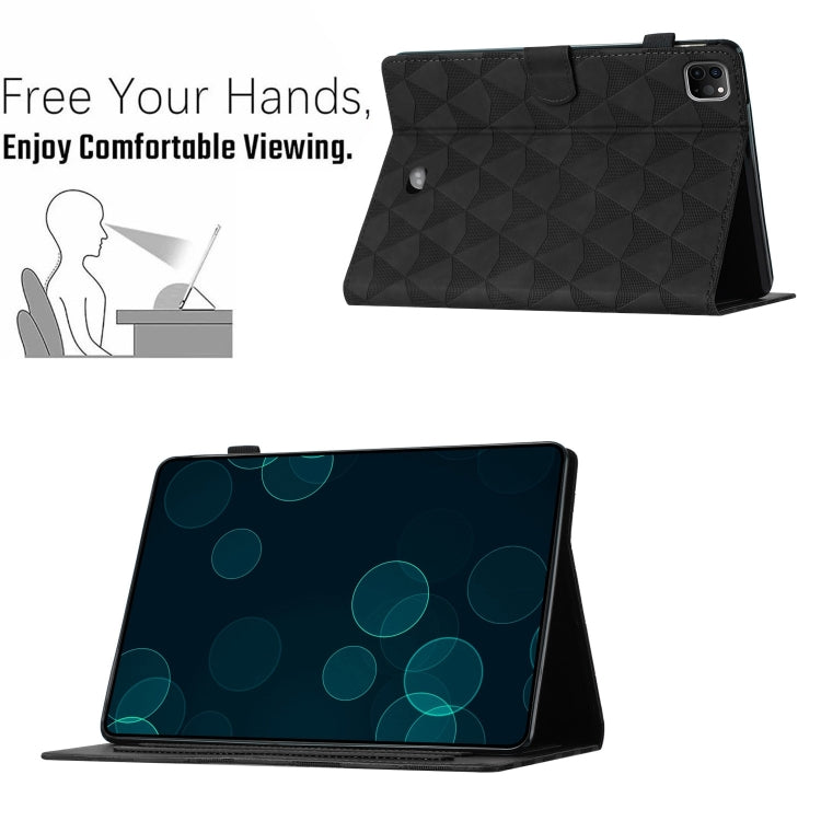 For iPad Pro 11 2024 Diamond Texture Embossed Leather Smart Tablet Case(Black) - iPad Pro 11 2024 Cases by buy2fix | Online Shopping UK | buy2fix