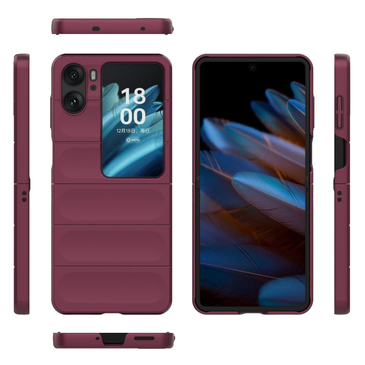 For OPPO Find N2 Flip Magic Shield Fold PC Shockproof Phone Case(Wine Red) - Find N2 Flip Cases by buy2fix | Online Shopping UK | buy2fix