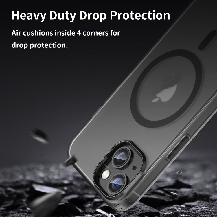 For iPhone 16 MagSafe Frosted Translucent TPU + PC Full Coverage Phone Case(Black) - iPhone 16 Cases by buy2fix | Online Shopping UK | buy2fix