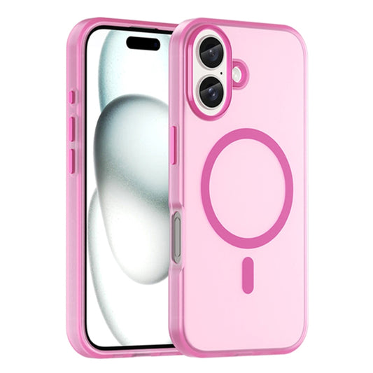 For iPhone 16 MagSafe Frosted Translucent TPU + PC Full Coverage Phone Case(Pink) - iPhone 16 Cases by buy2fix | Online Shopping UK | buy2fix