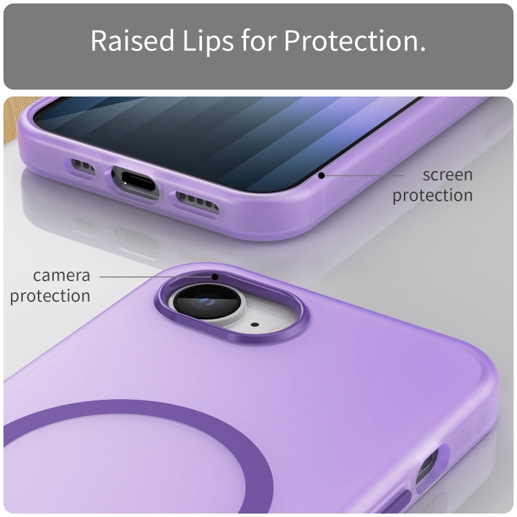 For iPhone SE 2024 MagSafe Frosted Translucent TPU + PC Full Coverage Phone Case(Dark Purple) - More iPhone Cases by buy2fix | Online Shopping UK | buy2fix