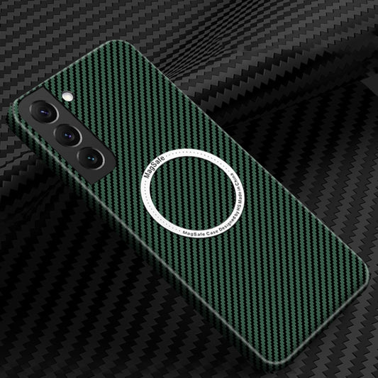 For Samsung Galaxy S25+ 5G Carbon Fiber Texture MagSafe Magnetic Phone Case(Green) - Galaxy S25+ 5G Cases by buy2fix | Online Shopping UK | buy2fix