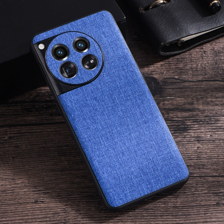 For OnePlus 12 Cloth Texture PU + TPU Phone Case(Blue) - OnePlus Cases by buy2fix | Online Shopping UK | buy2fix