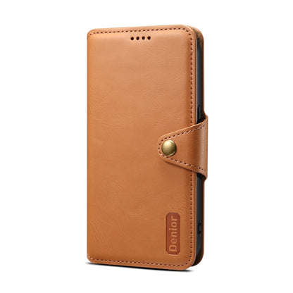 For iPhone 15 Pro Max Denior Cowhide Texture Wallet Style Leather Phone Case(Khaki) - iPhone 15 Pro Max Cases by Denior | Online Shopping UK | buy2fix