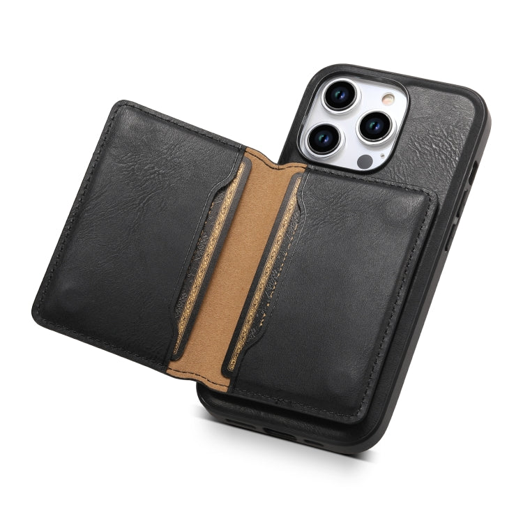 For iPhone 13 Pro Max Denior Cowhide Texture Leather MagSafe Detachable Wallet Phone Case(Black) - iPhone 13 Pro Max Cases by Denior | Online Shopping UK | buy2fix