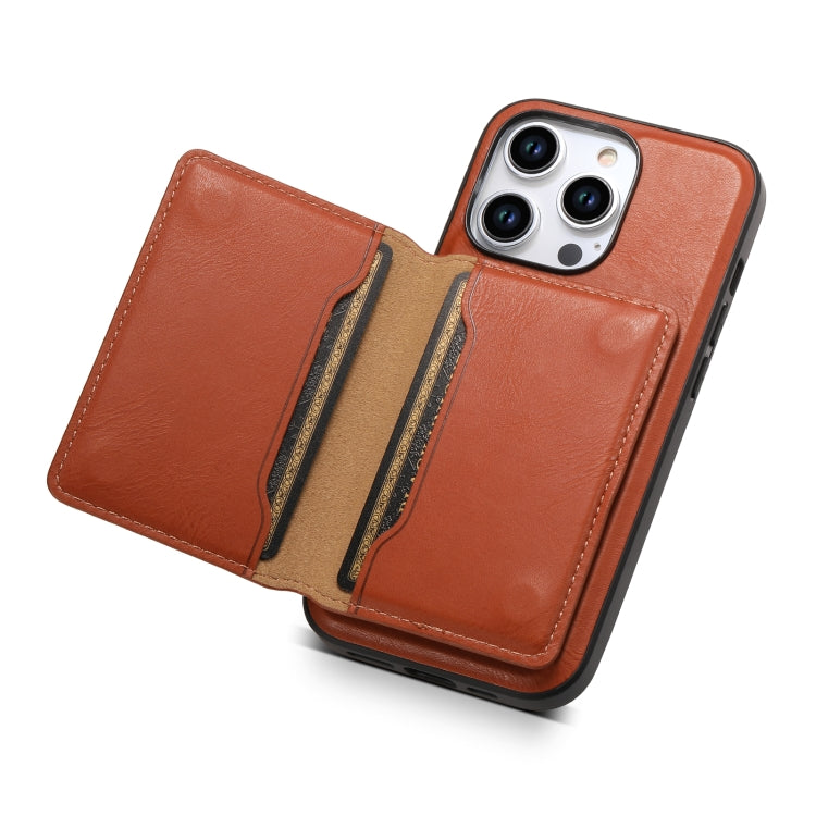 For iPhone 12 Denior Cowhide Texture Leather MagSafe Detachable Wallet Phone Case(Brown) - iPhone 12 / 12 Pro Cases by Denior | Online Shopping UK | buy2fix