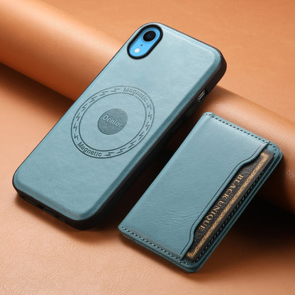 For iPhone XR Denior Cowhide Texture Leather MagSafe Detachable Wallet Phone Case(Blue) - More iPhone Cases by Denior | Online Shopping UK | buy2fix