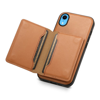 For iPhone XR Denior Cowhide Texture Leather MagSafe Detachable Wallet Phone Case(Khaki) - More iPhone Cases by Denior | Online Shopping UK | buy2fix