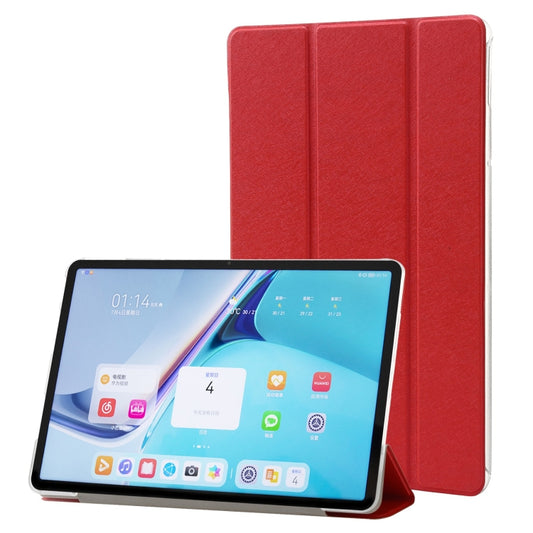 For Huawei MatePad Pro 11 2024 Silk Texture 3-Fold Leather Tablet Case(Red) - Huawei by buy2fix | Online Shopping UK | buy2fix