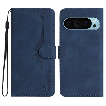 For Google Pixel 9 Pro Heart Pattern Skin Feel Leather Phone Case(Royal Blue) - Google Cases by buy2fix | Online Shopping UK | buy2fix