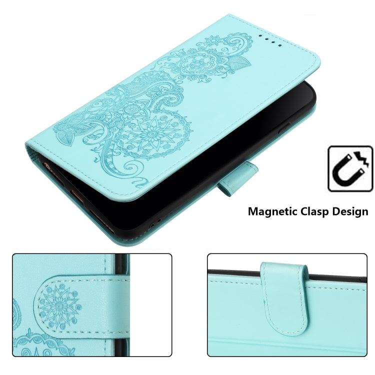 For Google Pixel 9 Datura Flower Embossed Flip Leather Phone Case(Light blue) - Google Cases by buy2fix | Online Shopping UK | buy2fix