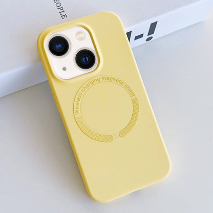 For iPhone 13 MagSafe Magnetic Liquid Silicone Phone Case(Yellow) - iPhone 13 Cases by buy2fix | Online Shopping UK | buy2fix