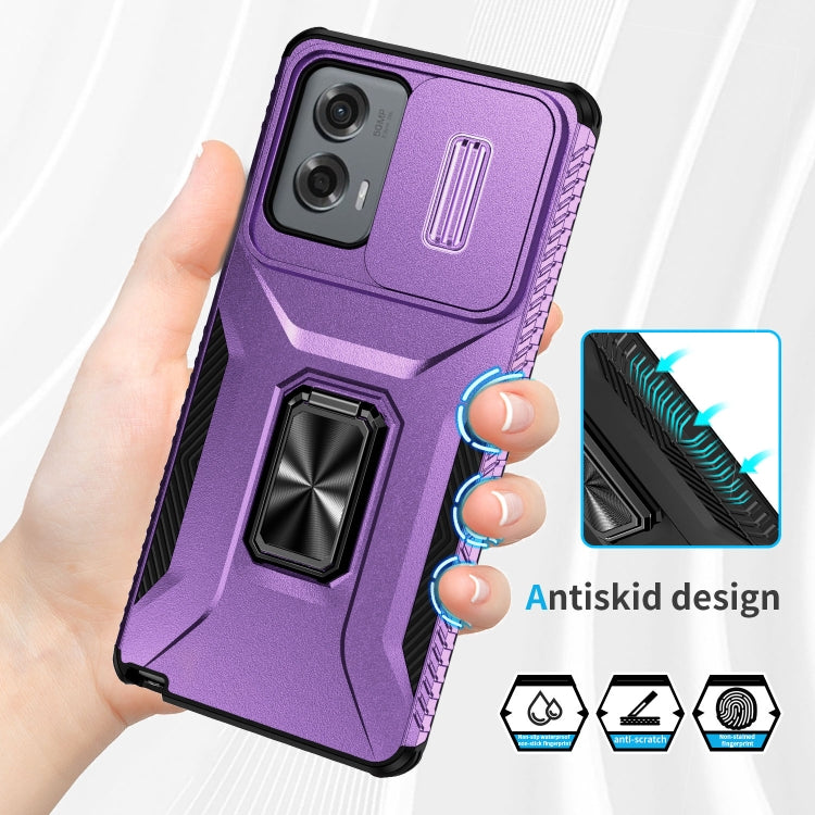 For Motorola Moto G Stylus 2024 Sliding Camshield Holder Phone Case(Purple) - Motorola Cases by buy2fix | Online Shopping UK | buy2fix