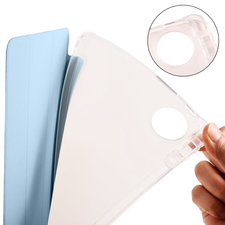 For Huawei MatePad Pro 11 2024 3-fold Clear TPU Leather Tablet Case with Pen Slot(Ice Blue) - Huawei by buy2fix | Online Shopping UK | buy2fix